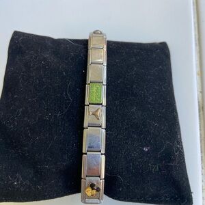 Silver Italian Charm Link Bracelet with Gold Accents